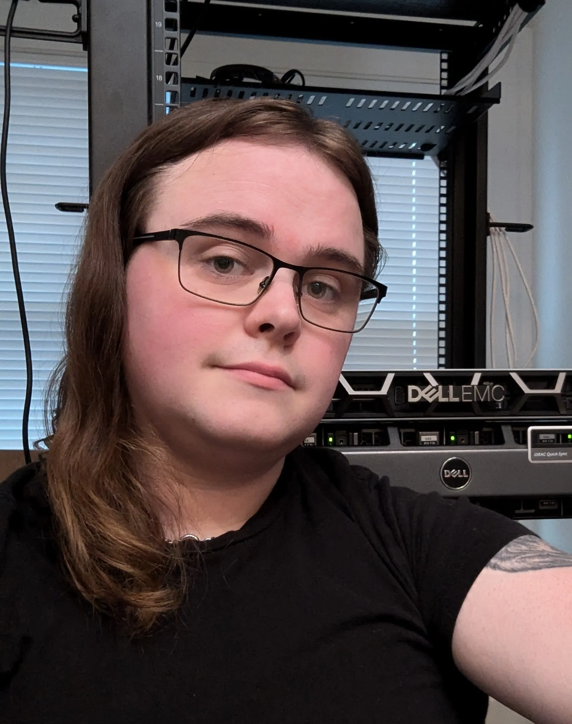Zoe Montague with server equipment